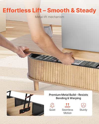 Table basse relevable rangement 3 compartiments VEVOR