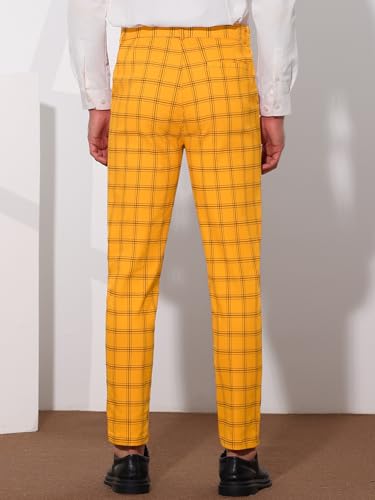 Lars Amadeus Plaid Pants for Men's Slim Fit Flat Front Skinny Plaid Dress Pants3