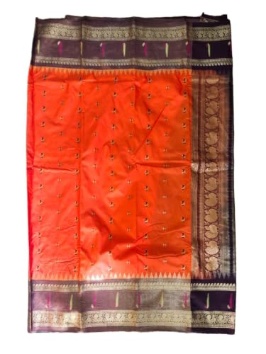 Mamtha orange paithani silk saree – image 5