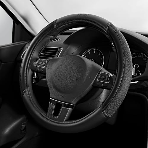 Skechers Air-Cooled Steering Wheel Cover,Leather Car Steering Wheel Cover Universal Fit 14" 1/2-15" Car Wheel Protector for Men Women Fit Suvs,Vans,Sedans,Car,Trucks,Black by Skechers - Used condition - US$13.43