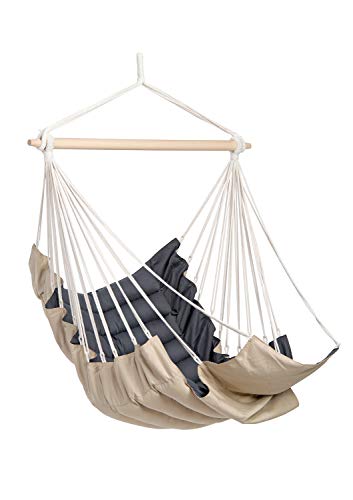 AMAZONAS Extra bekväm hängstol Kalifornien sand mjuk vadderad stavlängd 110 cm till 150 kg tvåfärgad beige/antracit