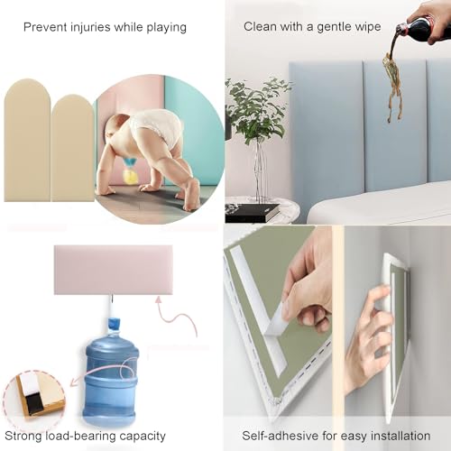 Panneaux muraux rembourrés et tête de lit souple 55x150 cm avec coussin mural autocollant 3D - 3