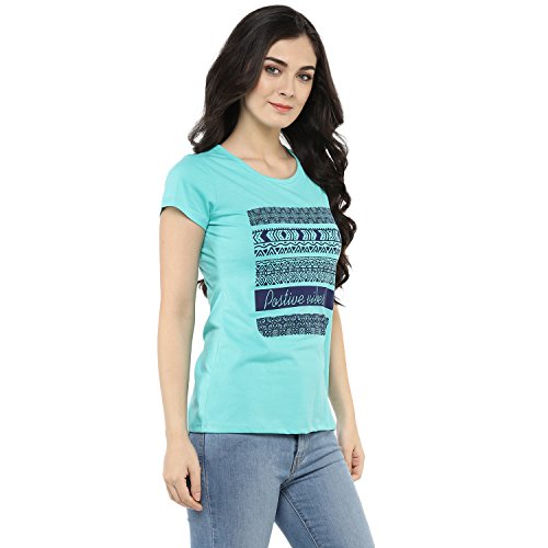 Image of Modeve Women Printed Cotton Blend Half Sleeve Round Neck T-Shirt for Summer