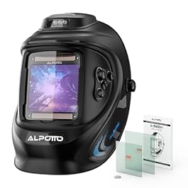 1/1/1/1 True Color Large Viewing Welding Helmet with Fan and Light,Auto Darkening 4 Arc Sensor Solar Powered Welding Hood for TIG MIG Stick Plasma cutter