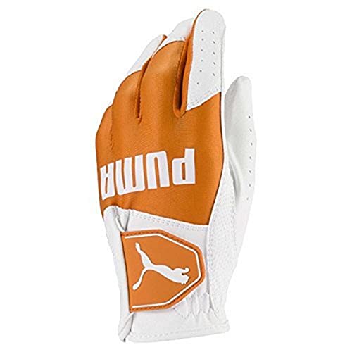 Puma Golf Unisex 2018 Kid's Golf Glove 2018 Kid's Top Flex Glove (Kids, Left Hand, black, Large), Bright White-Vibrant Orange, Large