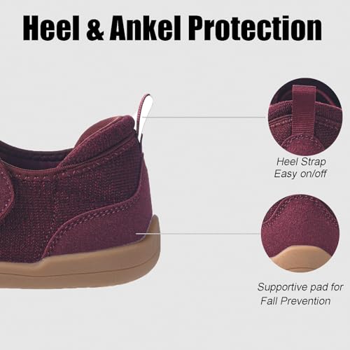 Sisttke Diabetiker Schuhe Herren Hausschuhe Damen Leichte Extra Weit Walkingschuhe Klettverschuß rutschhemmend Freizeitschuhe Arthritis Ödem Geschwollen Gesundheitsschuhe,Rot,40 EU