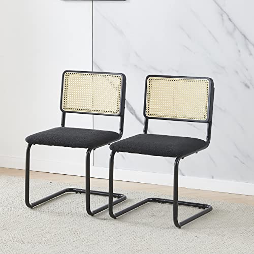 Ansley&Hosho 3-Piece Dining Room Table And Chairs Set For Home Dinette Small Space, Mid-Century Kitchen Table Sets With Chrome Legs For 2, 35.4" Round Glass Dining Table With 2 Rattan Side Chairs #TOP3