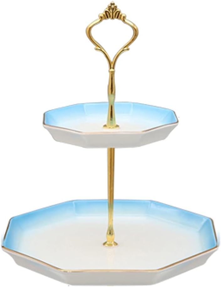 Two-Tier Ceramic Elegant Dessert Table Detachable CupMulti-Color Wedding Party Pastry Serving Tray Cake Holder(Large)