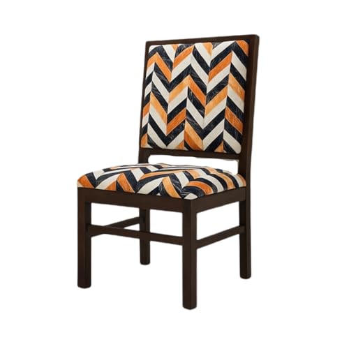 Image of KENDALWOOD Furniture | Solid Sheesham Wood Dining, Study Chair | Multipurpose Chair Set of 2 | Color:- Walnut Finish with Multicolor Printed Cushions | 1 Year Warranty |