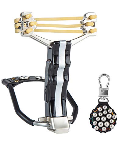 Rochan Wrist Rocket Slingshot, Professional Hunting Slingshot High Velocity Catapult with 4 Replacement Bands and 50 Ammo
