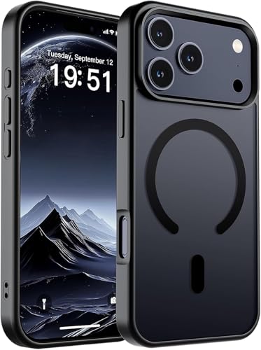 Image of MagPro case for Apple iPhone 17 pro with Camera Protection MagSafe Compatible Protective Cover with Strong Magnetic Adsorption Shockproof Armor Polycarbonate Translucent Matte Black
