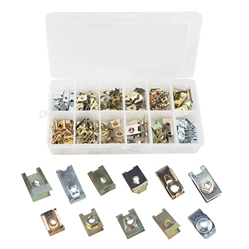 Juego de tuercas de chapa tipo U, 150 unidades, M4, M5, M6, M8, con caja de almacenamiento, para la placa de decoración interior del vehículo Cover