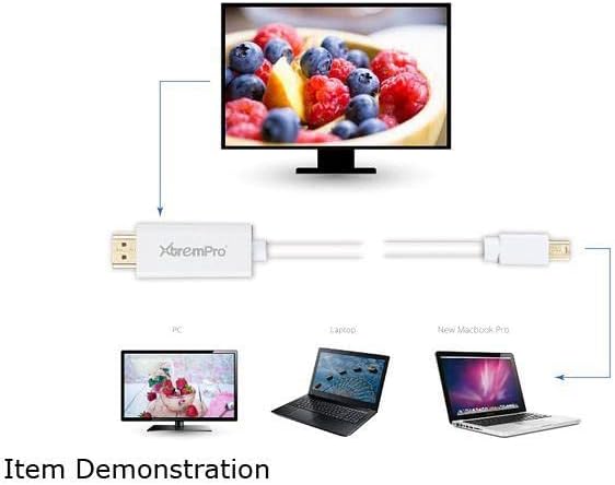 Mini DisplayPort to HDMI Cable (Mini DP to HDMI DP) 6 Feet/10 Feet - Mini DisplayPort/Thunderbolt Port Compatible - White (10 Feet)