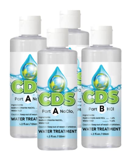 cds set- chlorine dioxide water treatment 8 oz kit  - sodium solution w 4 hcl - ideal for hiking camping essentials survival kit water treatment 16 oz total