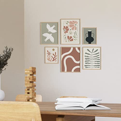 HAUS AND HUES Framed Boho Wall Art Set – Mid-Century Modern Botanical Prints, Neutral Coral Artwork, Gallery Wall Decor (Beige Frame) by HAUS AND HUES - Used condition - Image 5