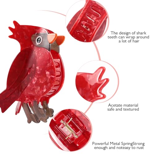 Personalized Acetate Hair Claw - Red Owl Design, Stylish Hair Clip for Unique Looks, Durable & Fashionable Hair Accessory for Women Girls Gift