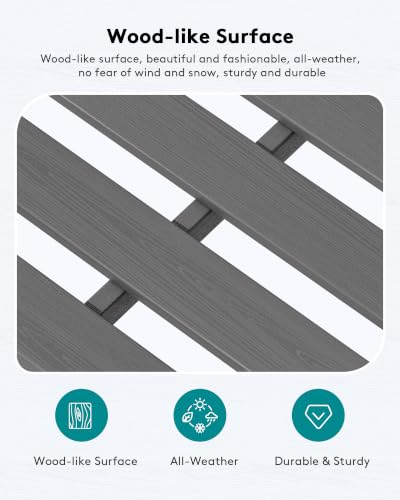 Image of SERWALL HDPE Outdoor Ottoman with Cushions for Outdoo Sofa | Gray Frame & Gray Cushions