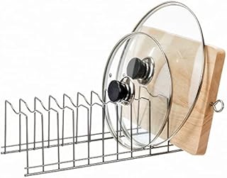 SANNO Pot Lid Holder Organizer Pot Lid Rack Holder Suitable for Bakeware Dish Plate, Cutting Boards, Pots & Pans, Serving Trays, Reusable Containers in Cabinet Pantry
