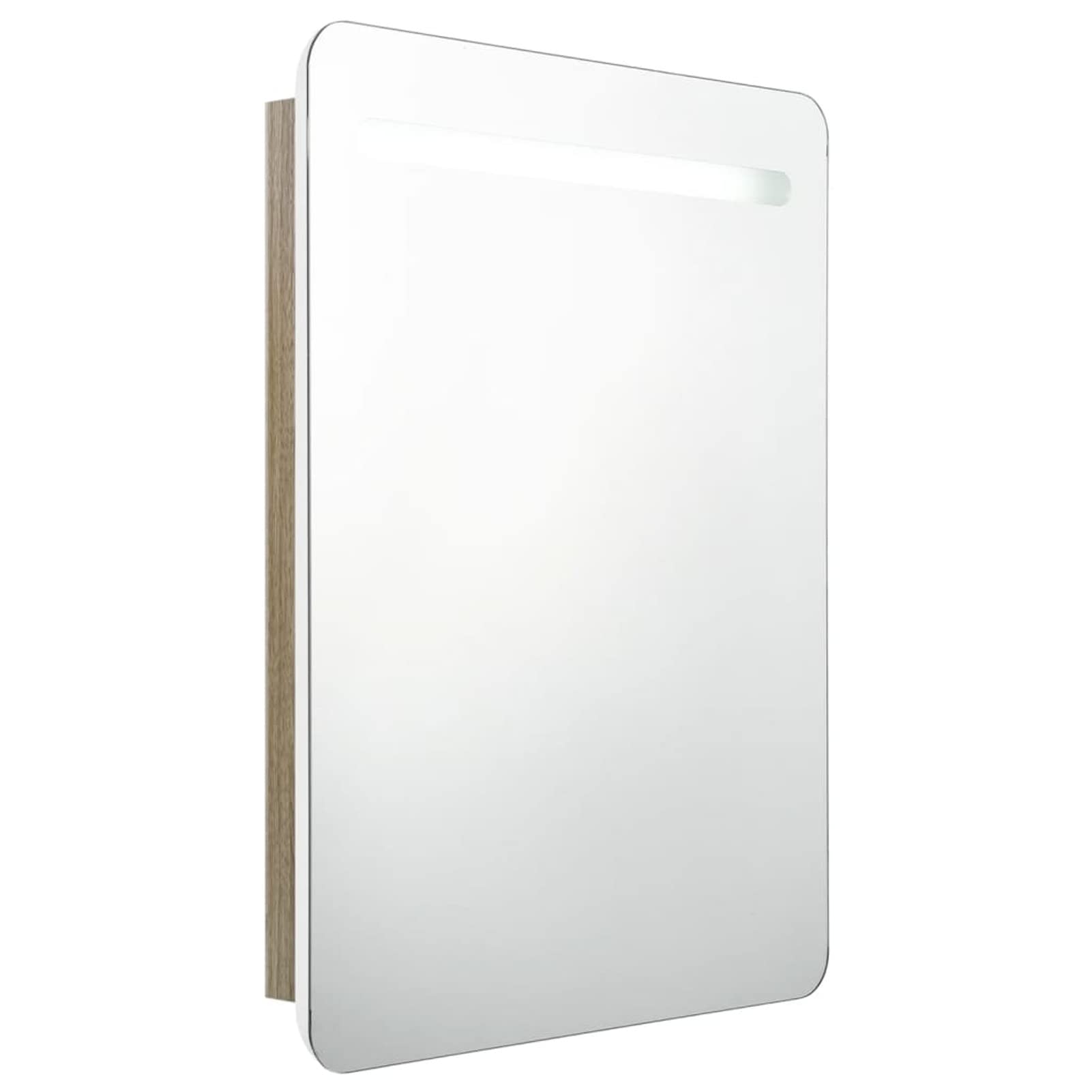 Armario de baño con Espejo y LED Blanco y Roble 60x11x80 cm Armario Espejo BañO con Luz