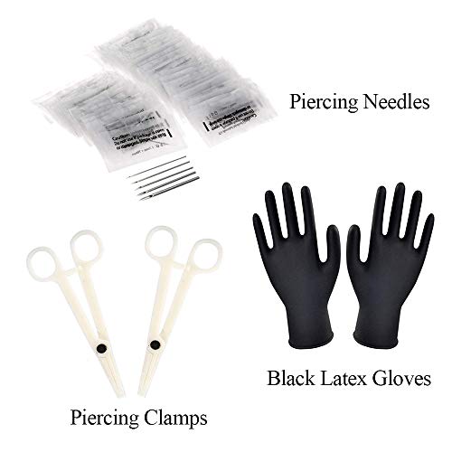Ear Nose Piercing Kit 36Pcs - WZPB Professional Body Piercing Kit Surgical Steel Piercing Needles 16G,18G,20G Piercing Clamps Piercing Jewelry Belly Tongue Nose Body Piercing Tools - Thumbnail 3