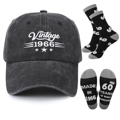 ViEinkaufen 60th Birthday Gifts for Men Baseball Cap for Him Mens Socks