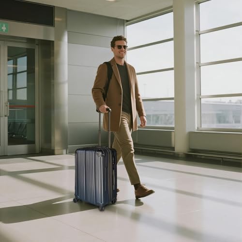 OUZZO 20 Inch Carry On Luggage with USB Port, 22x14x9 Airline Approved, Hardshell Expandable Suitcase with Spinner Wheels, TSA Lock, Corner Protectors, Travel Luggage for Business & Plane – Blue2