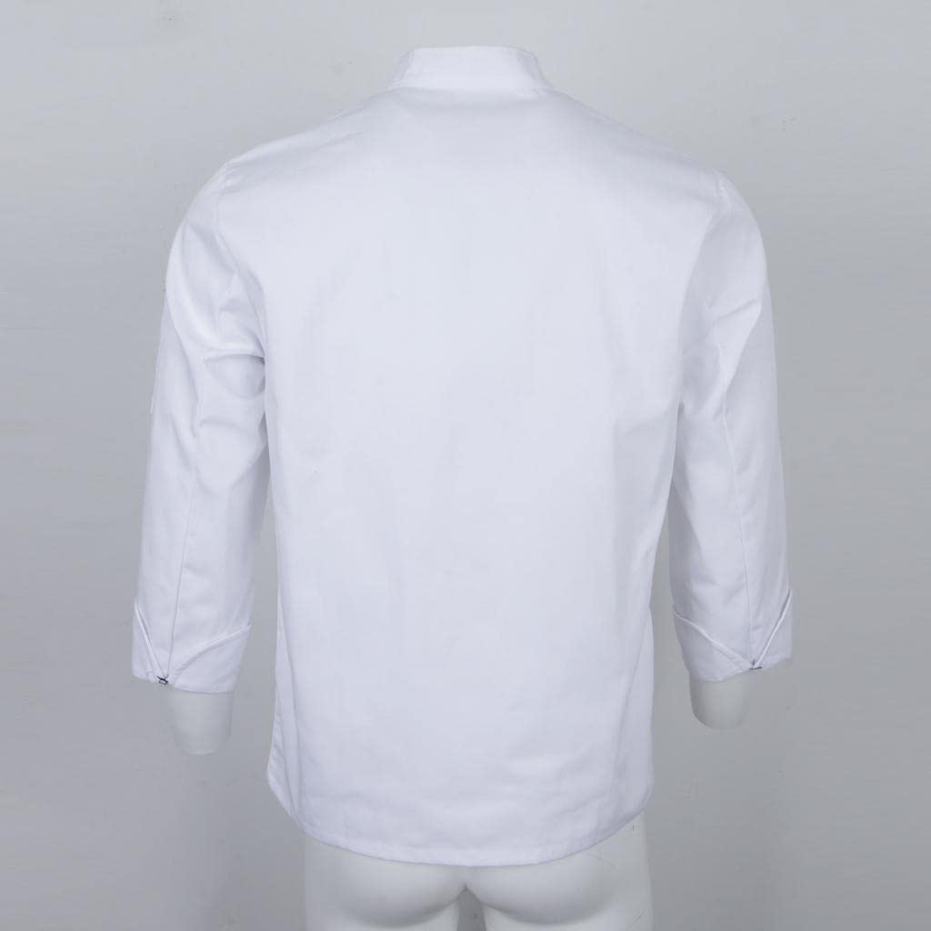Qianly Kochjacke Herren Damen Langarm Kochkittel Servicebekleidung mit Thermometertasche Einreihig Aus Strapazierfähigem Polyester Spandex für Hotel Küche Ga