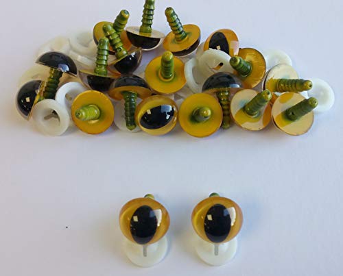 Celloexpress Katzenaugen mit Schrauben aus Kunststoff, für die Herstellung von Spielzeug und Teddybären, 12 mm, Blau, 25 Paar., gelb, 12 mm Cover