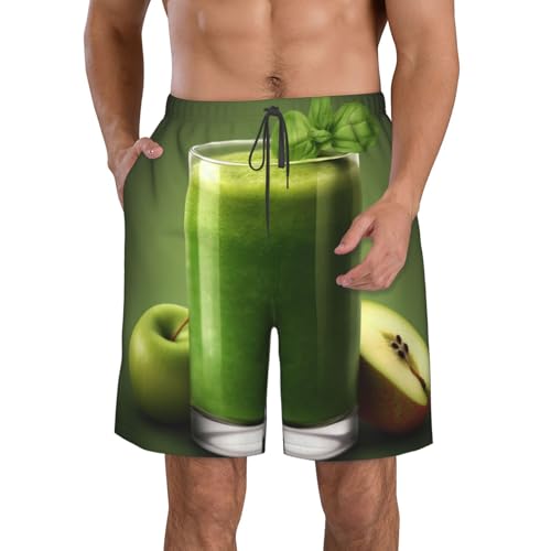 Men's Swim Trunks Green Fruit Juice Quick Dry Board Shorts Mens Bathing Suit Beach Swimwear with Pockets
