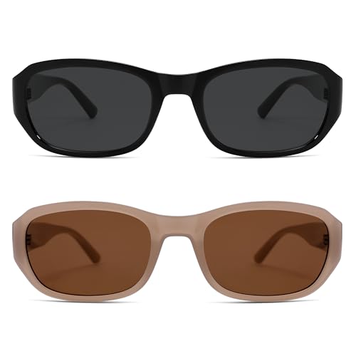 Image of Trendy Retro Rectangle Sunglasses Womens Mens 90s Classic Vintage Sun Glasses AR82341