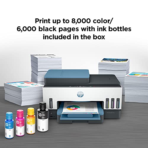 HP Smart -Tank 7602 Wireless Cartridge-free all in one printer, up to 2 years of ink included, mobile print, scan, copy, fax, auto doc feeder, featuring an app-like magic touch panel (28B98A)