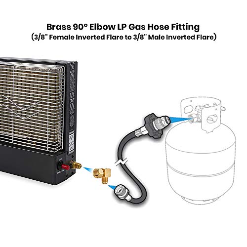 Stanbroil 90° Elbow Connector Replacement For Olympian Low Pressure Gas Fired Heaters - 3/8" Female Flare X 3/8" Male Flare #TOP2