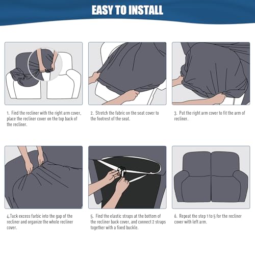 Image of TAOCOCO Recliner Loveseat Covers Stretch Sofa Covers for 2 Seat Large Reclining Couch, 2 Pieces Reclining Loveseat Covers Soft Washable Furniture Protector with Pocket (2 Seater Oversized, Coffee)