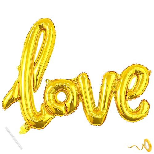 Image of Love Banner Gold for Birthday Wedding Home Boys Girls Men Women Foil Balloon Decoration Decor Celebration Golden