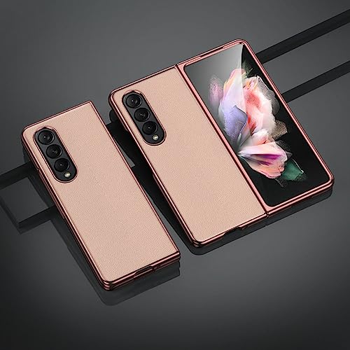Coque Galaxy Z Fold 4 en cuir rose gold rigide et antichoc