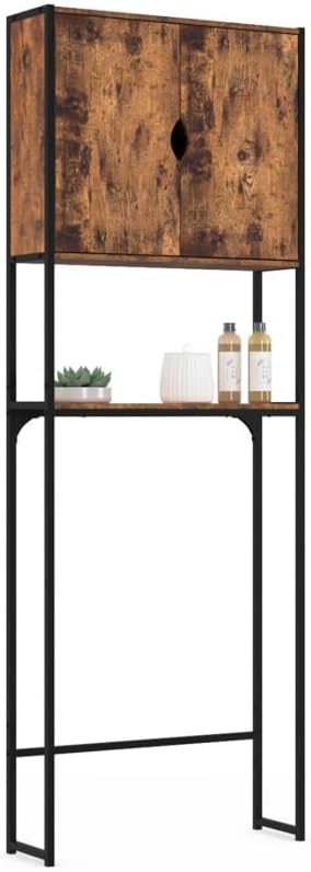 Meuble wc 3 portes design industriel avec étagères