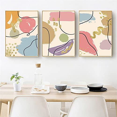 Impressions d'art mural ligne d'or et triptyque abstrait chic pour intérieur raffiné