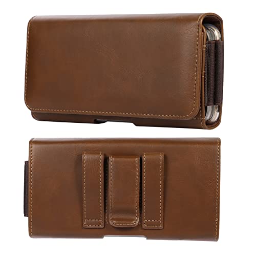 Pochette Ceinture pour Téléphone Homme Cuir Marron, Sac de Ceinture Clip pour Smartphone, Horizontal Étui Ceinture Téléphone Sacoche Homme Femme Sac...