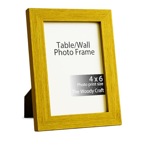 Image of Photo Frame 4 x 6 inch Made For Gifting | Photo Frames For Table With Bright Touch | Wooden Photo Frame In Cheerful Tone | Sunny Yellow Frames For Wall Decor Vibe | Photo Frame For Birthday Gift