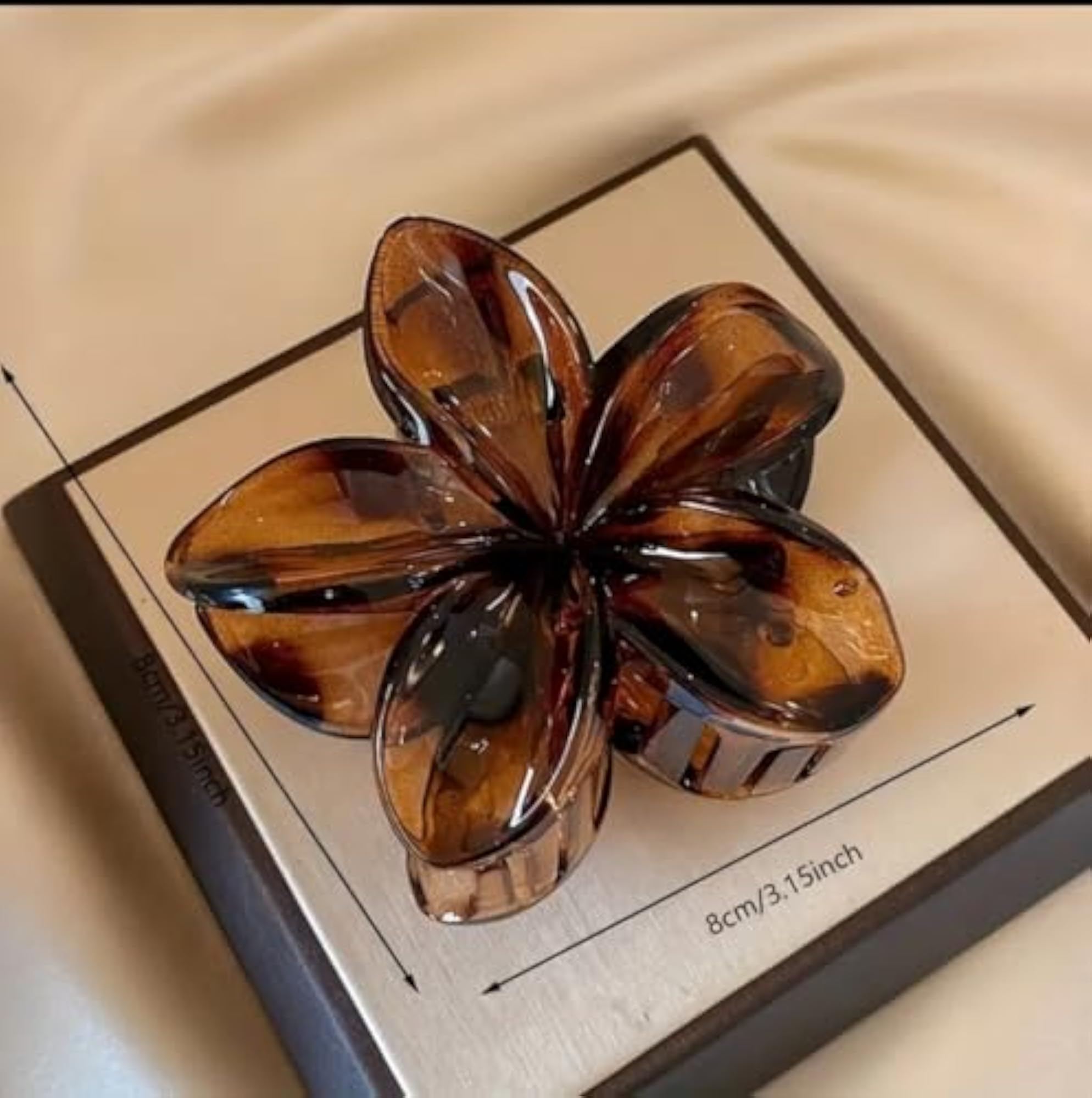 Floral Hair Claw Clips Set, Brown Translucent, 3-Pack
