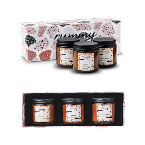 RummyLondon- Scented Candles Gift Set | Lavander , Jasmine , Cacao Vanilla | Essential Oil | Gift Set | 3 Piece 3.5oz Sweet Candles in Gift Box Made by Natural Soywax Cover