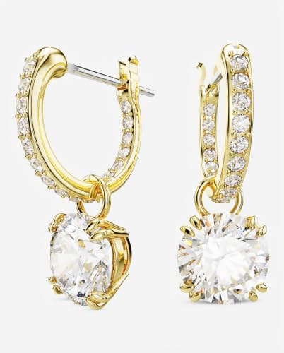 Swarovski Pendants d'oreilles Constella, Taille ronde, Blanches, Placage de ton or - 10