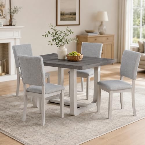 Stella Mia 5-Piece Small Dining Table and Chairs Set for 4, Gray