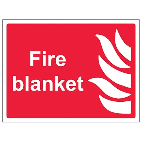 V Safety Fire Blanket - Landscape 200 x 150 mm - Glow In The Dark Self Adhesive Vinyl Safety Sign