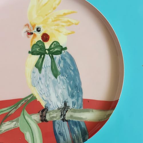 Image of The Wishing Chair The Chatterbox Metal Wall Plate | Decorative Iron Wall Art with Colorful Bird Design | Elegant Oval Wall Hanging Decor for Living Room, Bedroom, Hallway & Office