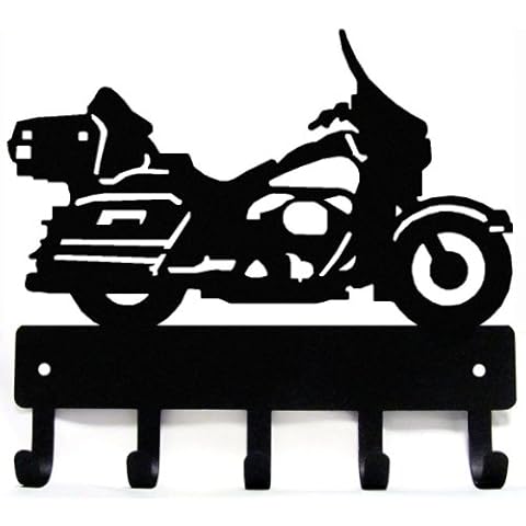 The Metal Peddler Touring Motorcycle Motorbike #3 - Key Rack Holder for Wall - 9 inch Wide - Made in USA Cover