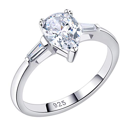 Newshe Engagement Wedding Rings for Women 925 Sterling Silver 1.8Ct Pear Cz Anniversary Size 10