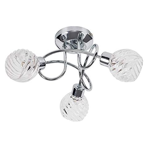 MiniSun | Contemporary 3 Way Polished Chrome Curved Arm Ceiling Light Cover