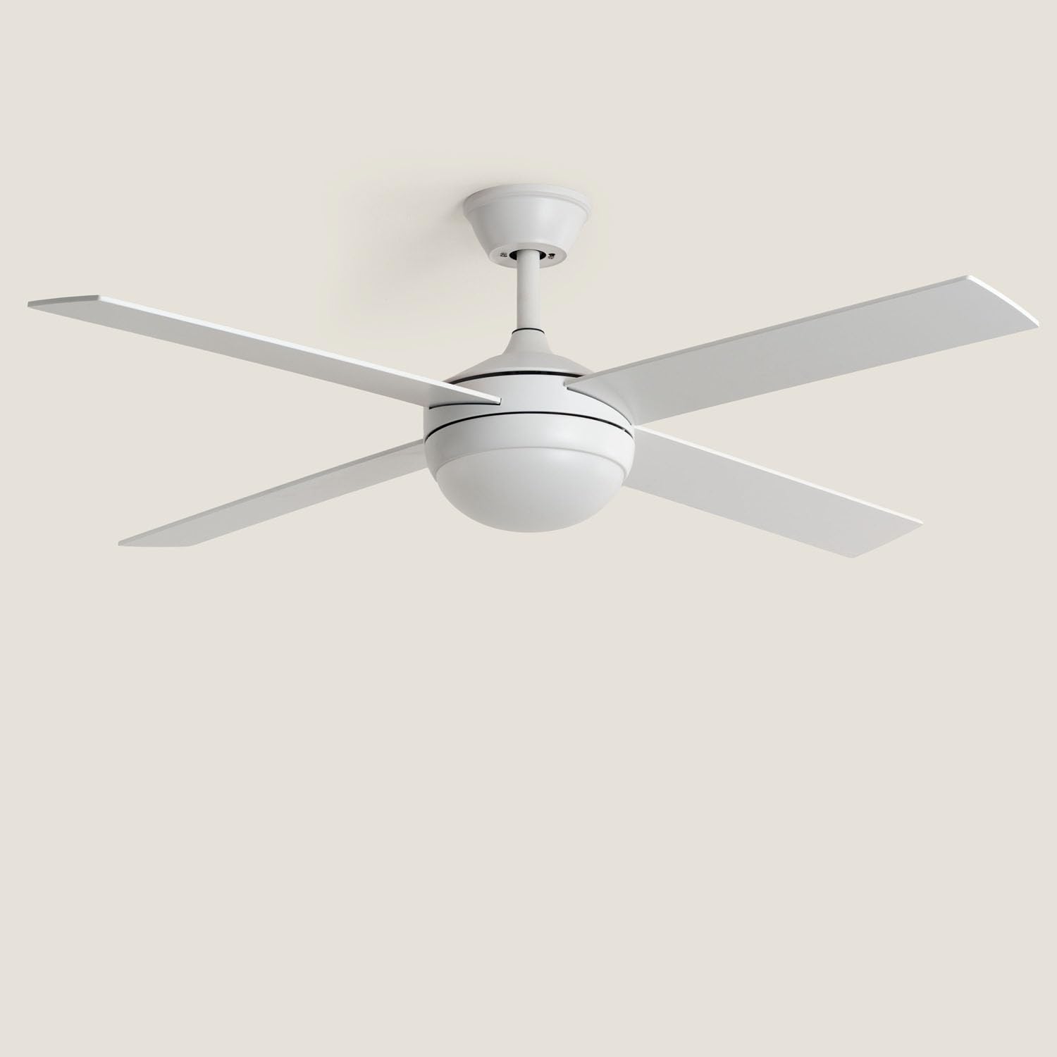 LEDKIA LIGHTING Ventilador de Techo Navy Evo Blanco 132 cm | Luz LED, Motor DC Silencioso 30W, Aspas de Madera Blancas, 6 Velocidades, 48 dB