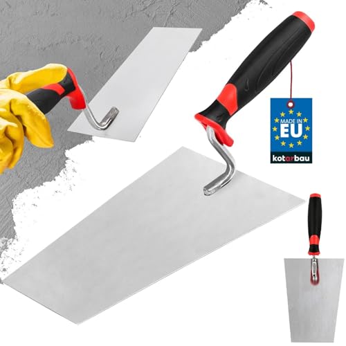 Kotarbau® Cazzuola trapezoidale in acciaio inox, da 200 x 123 mm, con impugnatura in gomma, attrezzo indispensabile per lavori di pulizia e muratura